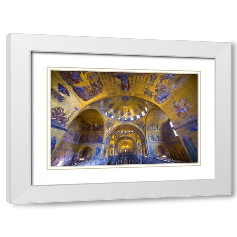 Italy, Venice Interior of St Marks Cathedral White Modern Wood Framed Art Print with Double Matting by Zuckerman, Jim