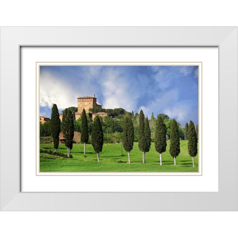 Italy, Tuscany A villa near the town of Pienza White Modern Wood Framed Art Print with Double Matting by Flaherty, Dennis