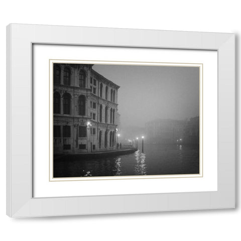Italy, Venice Building with Grand Canal White Modern Wood Framed Art Print with Double Matting by Young, Bill