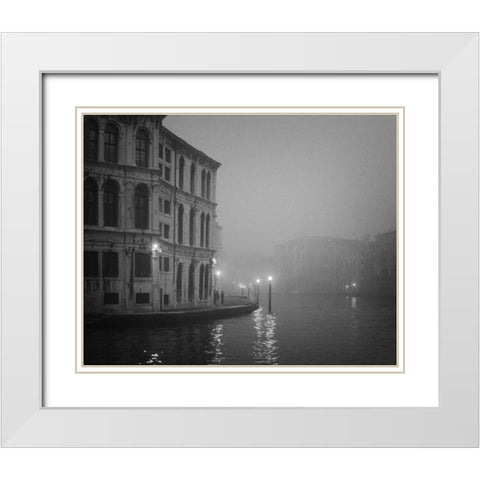 Italy, Venice Building with Grand Canal White Modern Wood Framed Art Print with Double Matting by Young, Bill