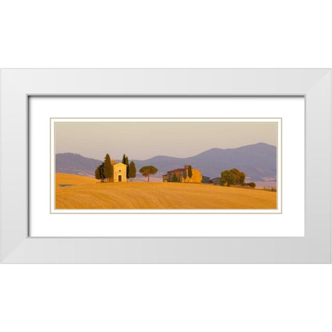 Italy, Tuscany Little chapel at sunset White Modern Wood Framed Art Print with Double Matting by Delisle, Gilles