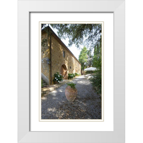 Italy, Tuscany, Petroio Typical Tuscan farmhouse White Modern Wood Framed Art Print with Double Matting by Delisle, Gilles