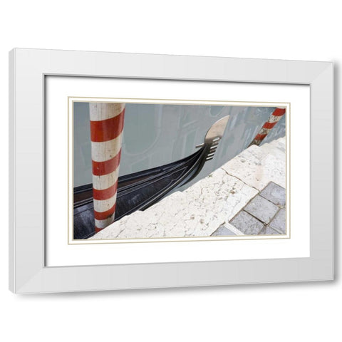 Italy, Venice Gondola and posts White Modern Wood Framed Art Print with Double Matting by Delisle, Gilles