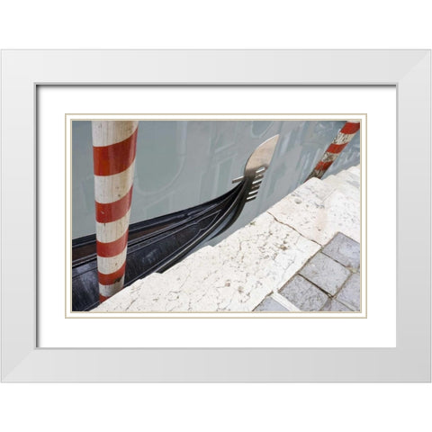 Italy, Venice Gondola and posts White Modern Wood Framed Art Print with Double Matting by Delisle, Gilles