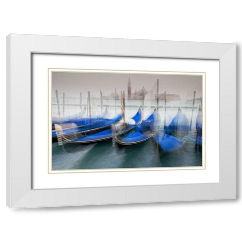 Italy, Venice Gondolas at St Marks Square White Modern Wood Framed Art Print with Double Matting by Delisle, Gilles