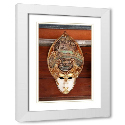 Italy-Venice Carnival mask on display White Modern Wood Framed Art Print with Double Matting by Jaynes Gallery