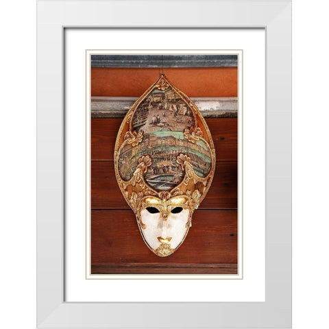 Italy-Venice Carnival mask on display White Modern Wood Framed Art Print with Double Matting by Jaynes Gallery