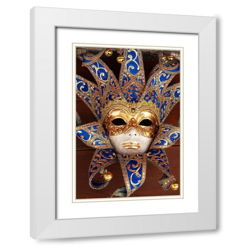 Italy-Venice Carnival mask on display White Modern Wood Framed Art Print with Double Matting by Jaynes Gallery