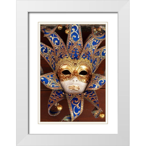 Italy-Venice Carnival mask on display White Modern Wood Framed Art Print with Double Matting by Jaynes Gallery