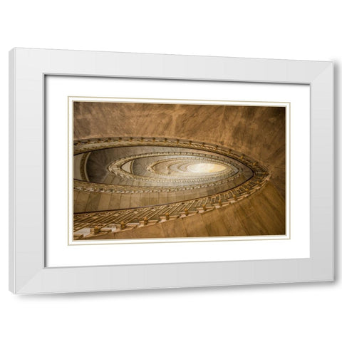 Europe-Italy-Naples-Abstract of spiral staircase White Modern Wood Framed Art Print with Double Matting by Jaynes Gallery