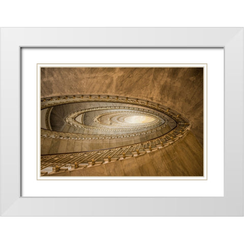 Europe-Italy-Naples-Abstract of spiral staircase White Modern Wood Framed Art Print with Double Matting by Jaynes Gallery
