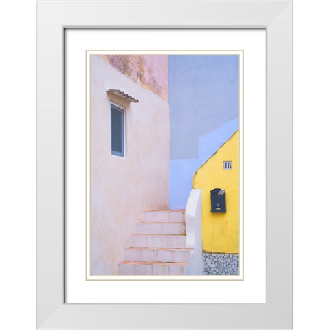 Europe-Italy-Procida-Exterior of house and stairway White Modern Wood Framed Art Print with Double Matting by Jaynes Gallery