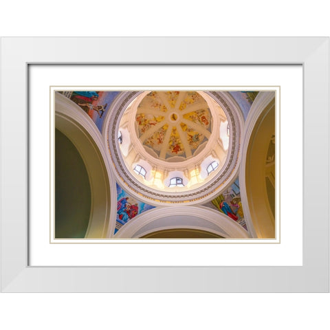 Europe-Italy-Procida-Interior dome of Santuario S-Maria delle Grazie Incornata church White Modern Wood Framed Art Print with Double Matting by Jaynes Gallery