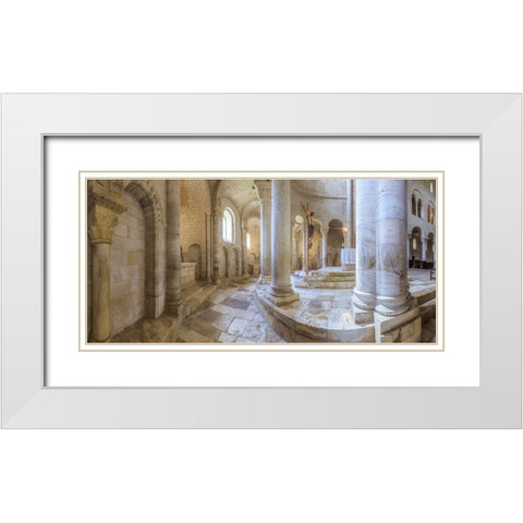 Europe-Italy-Tuscany-Interior of San Antimo Abbey White Modern Wood Framed Art Print with Double Matting by Jaynes Gallery