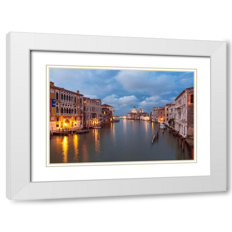 Europe-Italy-Venice-Sunset over Grand Canal White Modern Wood Framed Art Print with Double Matting by Jaynes Gallery