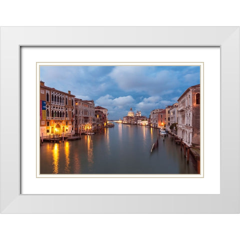 Europe-Italy-Venice-Sunset over Grand Canal White Modern Wood Framed Art Print with Double Matting by Jaynes Gallery