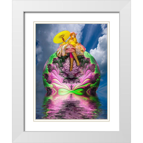 Fantasy abstract of Venice Carnival woman. White Modern Wood Framed Art Print with Double Matting by Jaynes Gallery