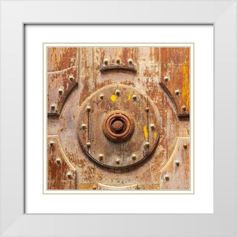 Palermo Province-Cefalu Detail of an exterior wooden door on the Cefalu Cathedral White Modern Wood Framed Art Print with Double Matting by Wilson, Emily