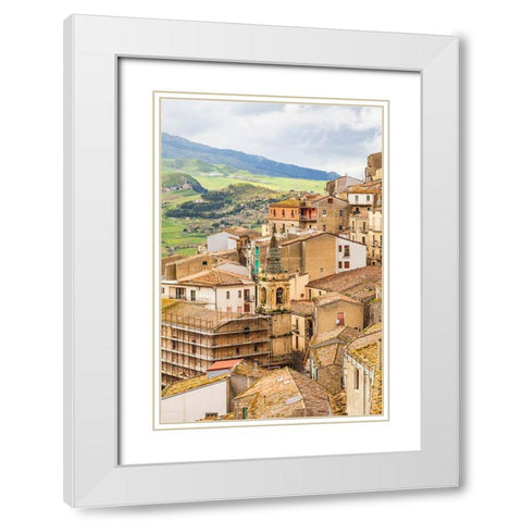 Palermo Province-Gangi View of the town of Gangi in the mountains of Sicily White Modern Wood Framed Art Print with Double Matting by Wilson, Emily