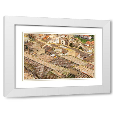 Palermo Province-Gangi View over the rooftops in the town of Gangi in the mountains of Sicily White Modern Wood Framed Art Print with Double Matting by Wilson, Emily
