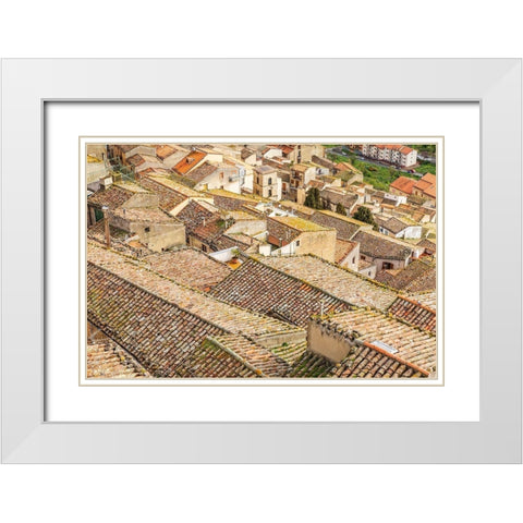 Palermo Province-Gangi View over the rooftops in the town of Gangi in the mountains of Sicily White Modern Wood Framed Art Print with Double Matting by Wilson, Emily