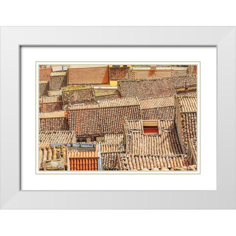 Palermo Province-Gangi View over the rooftops in the town of Gangi in the mountains of Sicily White Modern Wood Framed Art Print with Double Matting by Wilson, Emily