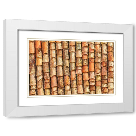 Palermo Province-Gangi Terracotta roof tiles in the town of Gangi in the mountains of Sicily White Modern Wood Framed Art Print with Double Matting by Wilson, Emily