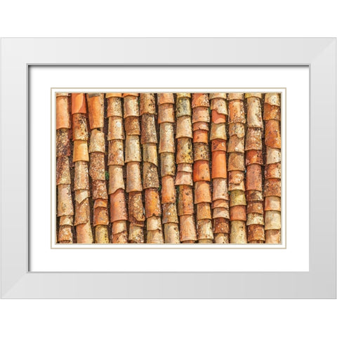 Palermo Province-Gangi Terracotta roof tiles in the town of Gangi in the mountains of Sicily White Modern Wood Framed Art Print with Double Matting by Wilson, Emily