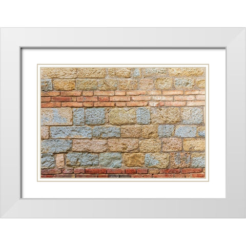 Palermo Province-A stone wall with brick inlay in the town of Gangi White Modern Wood Framed Art Print with Double Matting by Wilson, Emily