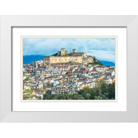 Messina Province-Montalbano Elicona The castle above the medieval hill town of Montalbano Elicona White Modern Wood Framed Art Print with Double Matting by Wilson, Emily