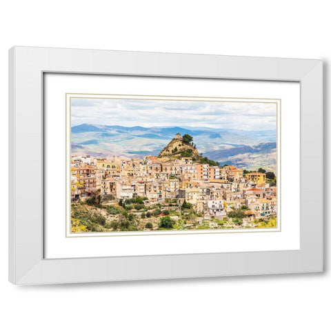 Enna Province-Centuripe The ancient town of Centuripe in eastern Sicily  White Modern Wood Framed Art Print with Double Matting by Wilson, Emily