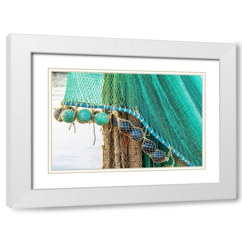 Agrigento Province-Sciacca A fishing net in the harbor of Sciacca-on the Mediterranean Sea White Modern Wood Framed Art Print with Double Matting by Wilson, Emily