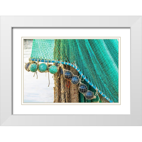 Agrigento Province-Sciacca A fishing net in the harbor of Sciacca-on the Mediterranean Sea White Modern Wood Framed Art Print with Double Matting by Wilson, Emily