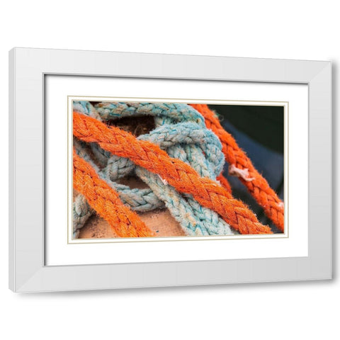 Agrigento Province-Sciacca Ropes on a fishing boat in the harbor of Sciacca White Modern Wood Framed Art Print with Double Matting by Wilson, Emily