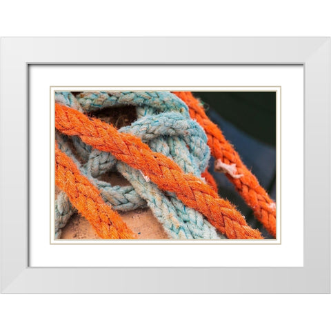 Agrigento Province-Sciacca Ropes on a fishing boat in the harbor of Sciacca White Modern Wood Framed Art Print with Double Matting by Wilson, Emily
