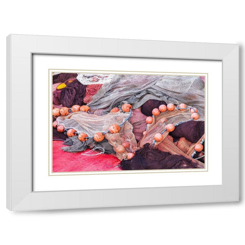 Agrigento Province-Sciacca A fishing net in the harbor of Sciacca-on the Mediterranean Sea White Modern Wood Framed Art Print with Double Matting by Wilson, Emily
