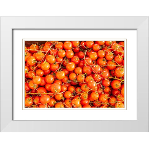 Trapani Province-Trapani Tomatoes for sale at the market in the town of Trapani White Modern Wood Framed Art Print with Double Matting by Wilson, Emily
