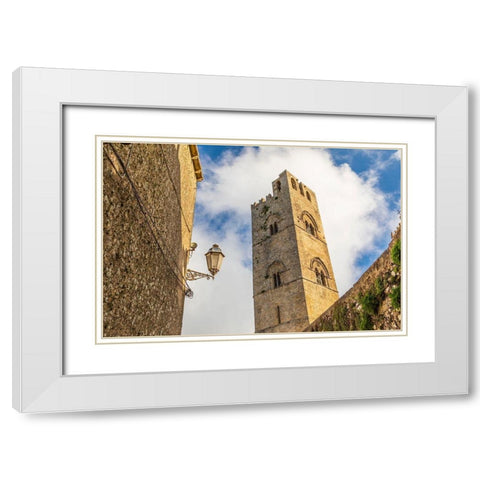 Trapani Province-Erice The Torre campanaria del Duomo dellAssunta at the Chiesa Madre White Modern Wood Framed Art Print with Double Matting by Wilson, Emily
