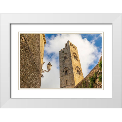 Trapani Province-Erice The Torre campanaria del Duomo dellAssunta at the Chiesa Madre White Modern Wood Framed Art Print with Double Matting by Wilson, Emily
