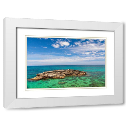 Italy-Apulia-Metropolitan City of Bari-Monopoli Porta Vecchia (Old Port) White Modern Wood Framed Art Print with Double Matting by Wilson, Emily