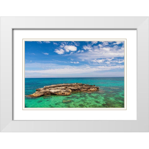 Italy-Apulia-Metropolitan City of Bari-Monopoli Porta Vecchia (Old Port) White Modern Wood Framed Art Print with Double Matting by Wilson, Emily