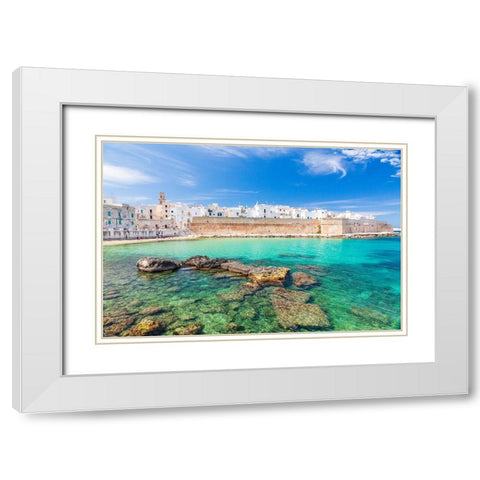 Italy-Apulia-Metropolitan City of Bari-Monopoli Porta Vecchia (Old Port) White Modern Wood Framed Art Print with Double Matting by Wilson, Emily