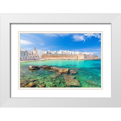 Italy-Apulia-Metropolitan City of Bari-Monopoli Porta Vecchia (Old Port) White Modern Wood Framed Art Print with Double Matting by Wilson, Emily