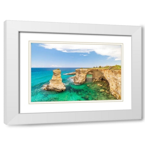 Italy-Apulia-Province of Lecce-Melendugno The Faraglioni of Torre SantAndrea White Modern Wood Framed Art Print with Double Matting by Wilson, Emily