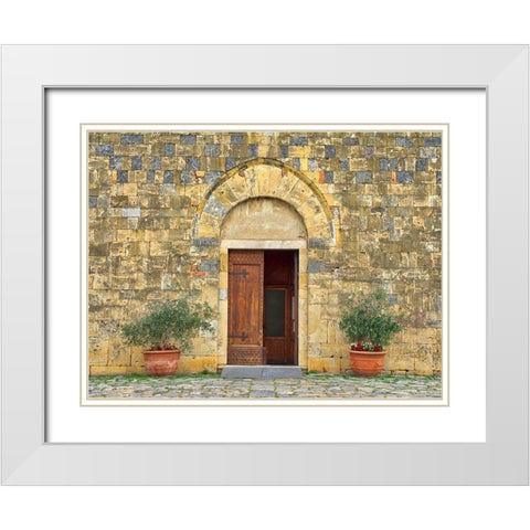 Italy-Chianti The Romanesque church of Santa Maria Assunta in the hillside town of Monteriggioni White Modern Wood Framed Art Print with Double Matting by Eggers, Julie