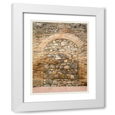 Italy-Chianti Old doorway that has been closed off with stone in the town of San Gimignano White Modern Wood Framed Art Print with Double Matting by Eggers, Julie