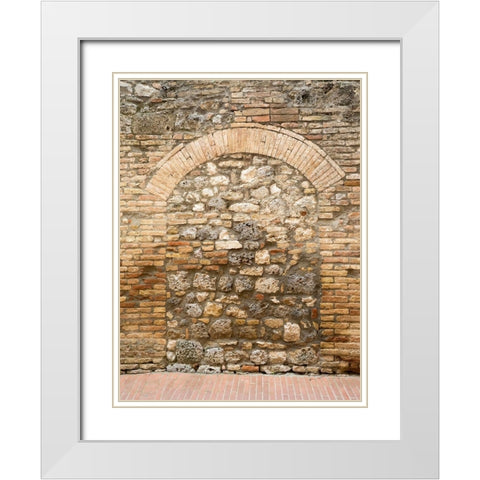Italy-Chianti Old doorway that has been closed off with stone in the town of San Gimignano White Modern Wood Framed Art Print with Double Matting by Eggers, Julie