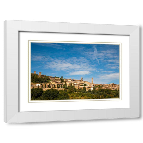 Italy-Tuscany-Montalcino The hill town of Montalcino as seen from below White Modern Wood Framed Art Print with Double Matting by Eggers, Julie