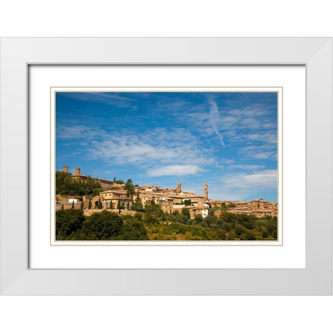 Italy-Tuscany-Montalcino The hill town of Montalcino as seen from below White Modern Wood Framed Art Print with Double Matting by Eggers, Julie