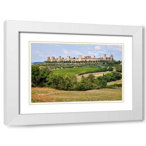 Italy-Tuscany-Monteriggioni Ancient walled hill town White Modern Wood Framed Art Print with Double Matting by Eggers, Julie
